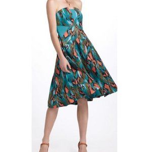 Girl's from Savoy Sz 2 Women's Teal Ikat Strapless Knee Length Dress